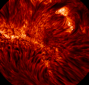 Astronomers at NASA’s Big Bear Solar Observatory captured this close-up of the Sun’s photosphere. It is one of the most detail snapshots we have of the surface of the Sun. To give a sense of scale, the very tip of each filament is roughly five times the size of Mount Everest.